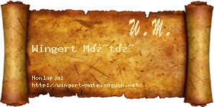 Wingert Máté névjegykártya